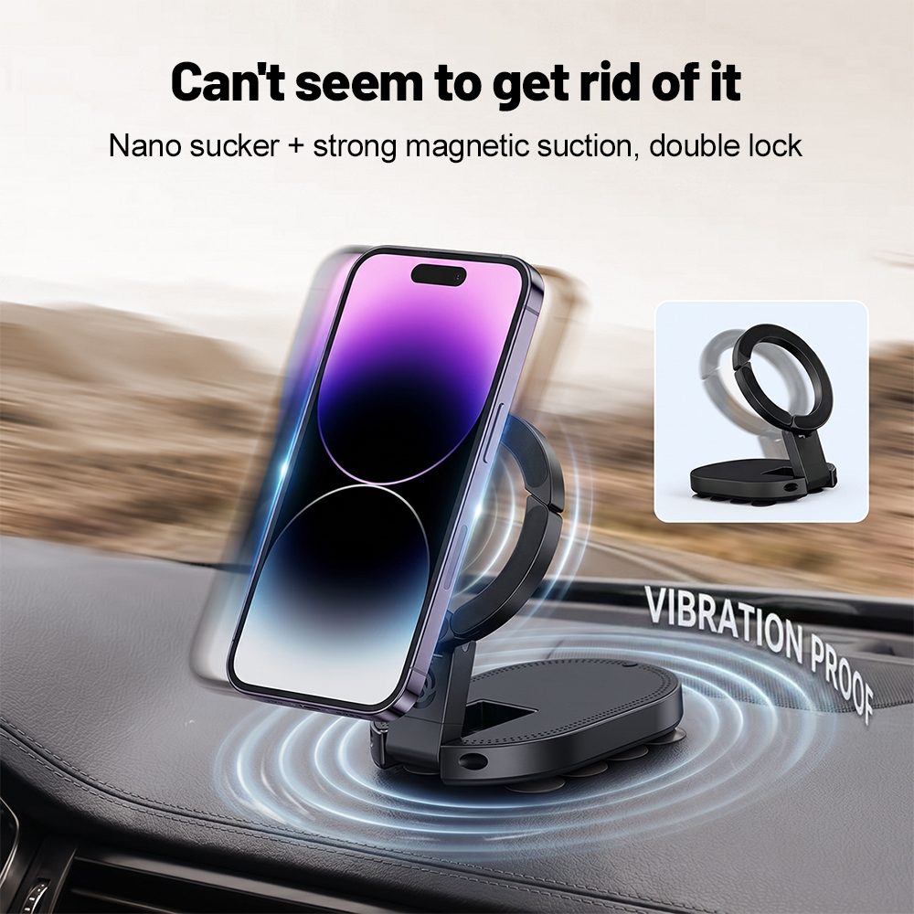 Electronics And Gadgets - 360 ° ที่วางโทรศัพท์แม่เหล็กแบบหมุนได้ 3-in-1 พร้อมถ้วยดูด ปรับมุมได้หลายทิศทาง