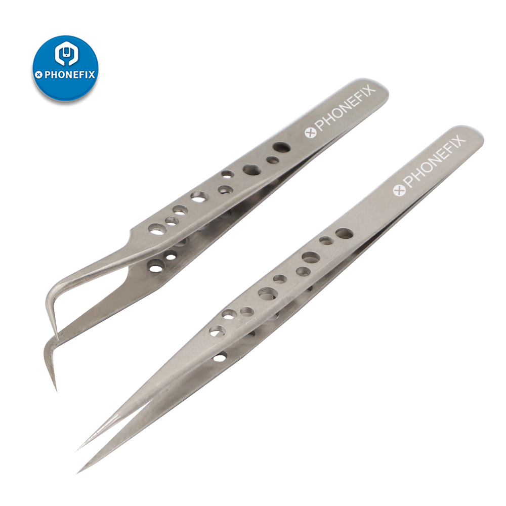 Electronics Stuff - Electronics อุตสาหกรรมแหนบสแตนเลส Precision หัวโค้ง Tweezer แต่งหน้า