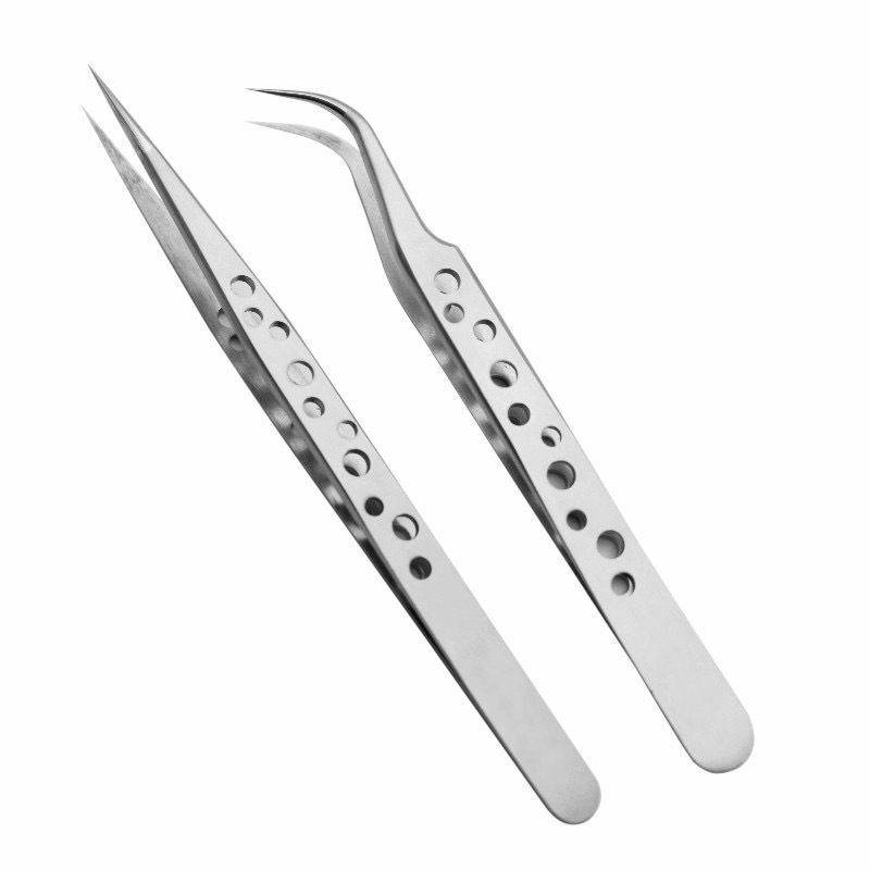 Electronics Stuff - Electronics อุตสาหกรรมแหนบโค้งตรงปลาย Precision สแตนเลส Forceps ซ่อมเครื่องมือชุด