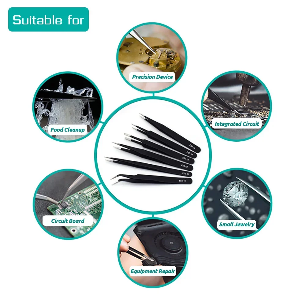 ชุดแหนบความแม่นยำสูง 6 ชิ้น ป้ - Electronics Stuff บทวิจารณ์และราคา